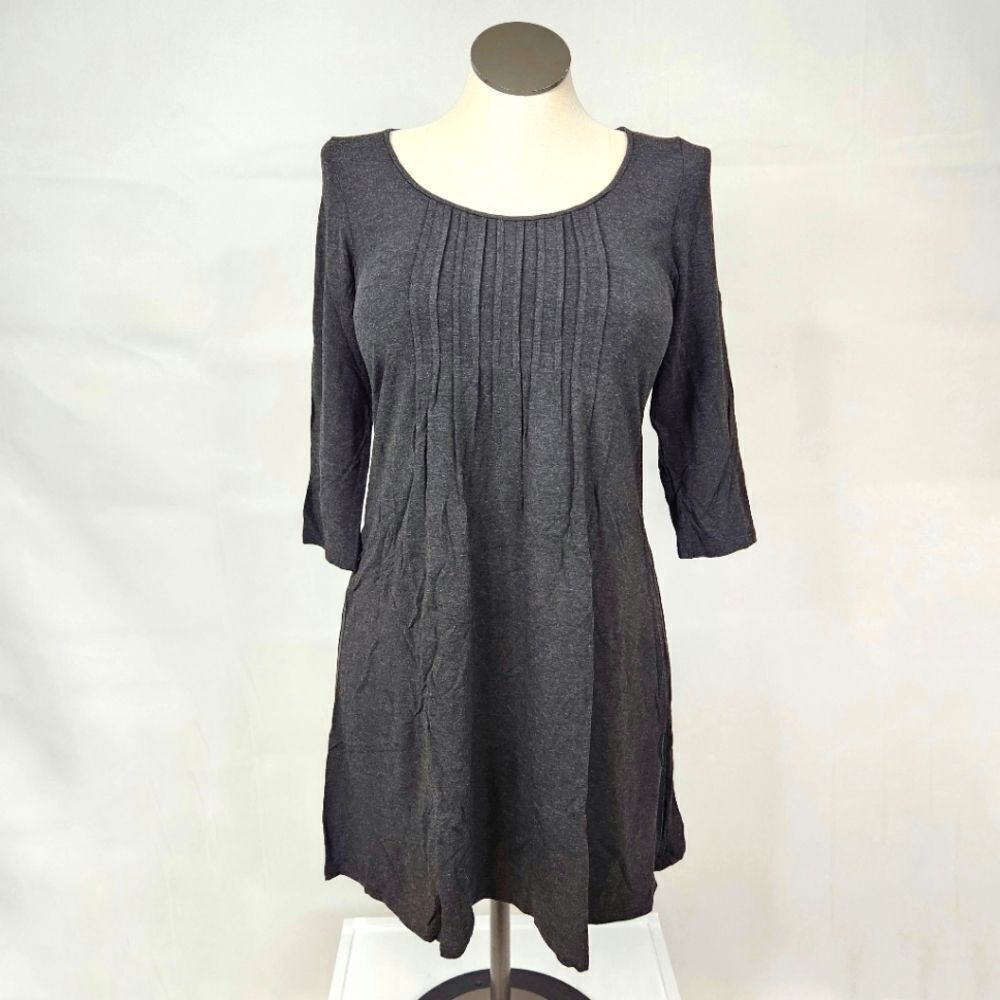 Eileen Fisher Charcoal A-Line 3/4 Sleeve Spandex Dress Sz XS